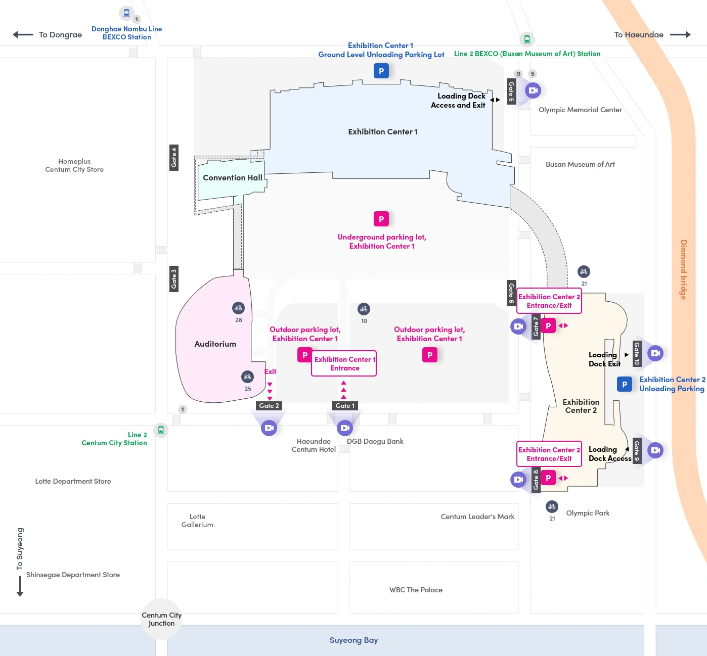 Busan BEXCO parking map for G-Star Korea